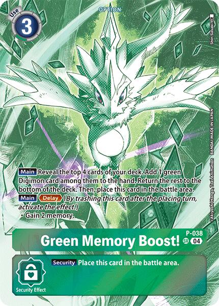 Green Memory Boost! [P-038] (Starter Deck 18 Exclusive) [Starter Deck: Guardian Vortex Promos] - Image 2