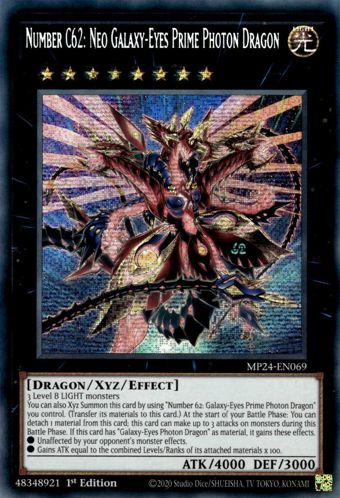 Number C62: Neo Galaxy-Eyes Prime Photon Dragon [MP24-EN069] Prismatic Secret Rare - Image 2
