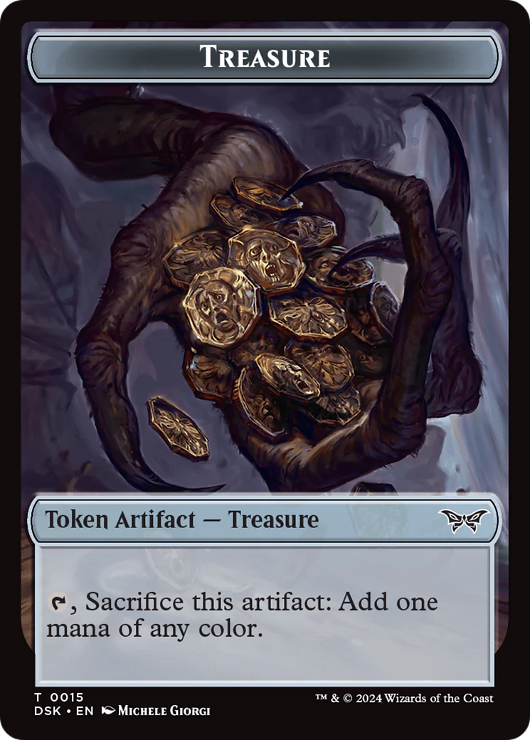 Spirit (0006) // Treasure Double-Sided Token [Duskmourn: House of Horror Tokens] - Image 2